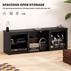 HOMCOM 160cm TV Unit w/ LED Lights for 65" TV Modern TV Stand Cabinet Black