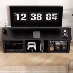 HOMCOM 160cm TV Unit w/ LED Lights for 65" TV Modern TV Stand Cabinet Black - Additional view 5