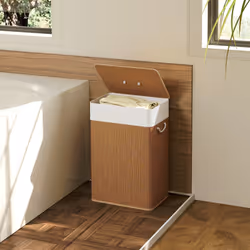 HOMCOM Laundry Hamper with Removable Washable Liner Bag, Brown - Additional view 6