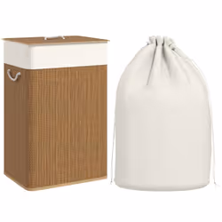 HOMCOM Laundry Hamper with Removable Washable Liner Bag, Brown - Additional view 8