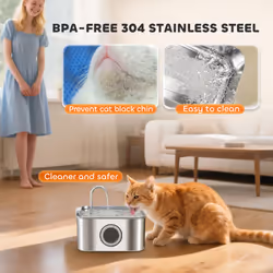PawHut 3.2L Cat Water Fountain for Drinking Stainless Steel Ultra-Silent - Additional view 5