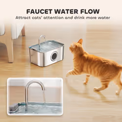 PawHut 3.2L Cat Water Fountain for Drinking Stainless Steel Ultra-Silent - Additional view 6