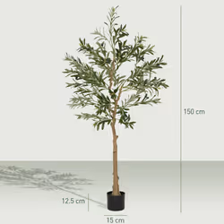 HOMCOM Indoor Artificial Plant, Faux Potted Silk Olive Tree, 150cm