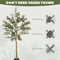 HOMCOM Indoor Artificial Plant, Faux Potted Silk Olive Tree, 150cm - Additional view 6