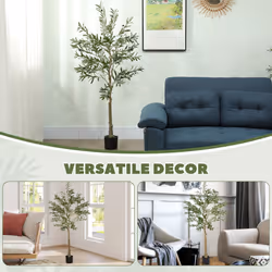 HOMCOM Indoor Artificial Plant, Faux Potted Silk Olive Tree, 150cm - Additional view 8