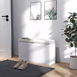 HOMCOM Shoe Storage Bench with Cushion and Flip-Drawer - White