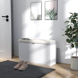 HOMCOM Shoe Storage Bench with Cushion and Flip-Drawer - White