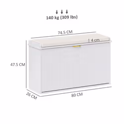 HOMCOM Shoe Storage Bench with Cushion and Flip-Drawer - White - Additional view 4