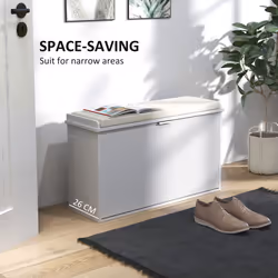 HOMCOM Shoe Storage Bench with Cushion and Flip-Drawer - White - Additional view 6