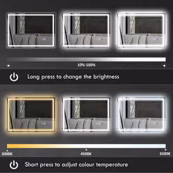 HOMCOM 600 x 800 mm Bathroom Mirror with Bluetooth Lights Demister Pad