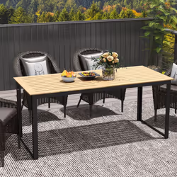 Outsunny Garden Dining Table for 6 People with Slatted Table Top Metal Frame - Additional view 6