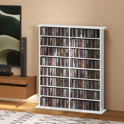 HOMCOM CD Storage Unit DVD Tower Blu-ray Storage Shelf for Office, White