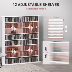 HOMCOM CD Storage Unit DVD Tower Blu-ray Storage Shelf for Office, White - Additional view 4