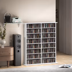 HOMCOM CD Storage Unit DVD Tower Blu-ray Storage Shelf for Office, White - Additional view 7