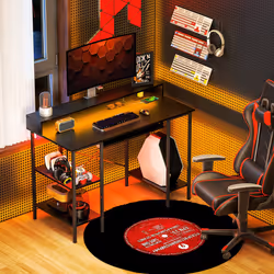 HOMCOM Gaming Desk with Monitor Stand and Sliding Keyboard Tray Black