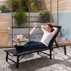 Outsunny Folding Sun Lounger, 5-Position Adjustable Chaise Lounge, Black