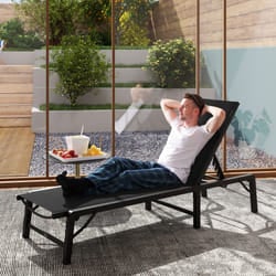 Outsunny Folding Sun Lounger, 5-Position Adjustable Chaise Lounge, Black