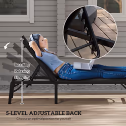 Outsunny Folding Sun Lounger, 5-Position Adjustable Chaise Lounge, Black