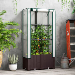 Outsunny Plastic Vegetable Planter with Trellis, 80 x 40 x 140 cm