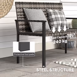 Outsunny Rattan Garden Bench Loveseat with Quick-Drying Padding - Grey - Additional view 7