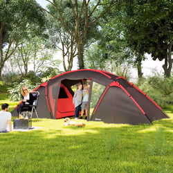 Outsunny 4-6 Man Family Camping Tent w/ 2 Bedrooms, a Living Room, Grey