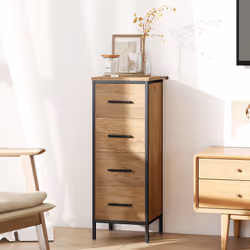 HOMCOM Narrow Bathroom Storage Cabinet with 4 Drawers for Small Spaces, Oak - Additional view 7
