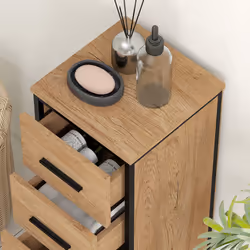 HOMCOM Narrow Bathroom Storage Cabinet with 4 Drawers for Small Spaces, Oak - Additional view 8
