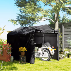 Outsunny Garden Tool Storage Shed with Roll-up Zipper Door, Black