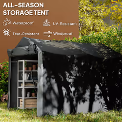 Outsunny Garden Tool Storage Shed with Roll-up Zipper Door, Black