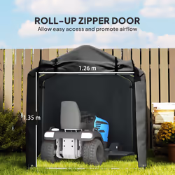 Outsunny Garden Tool Storage Shed with Roll-up Zipper Door, Black - Additional view 4