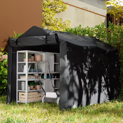 Outsunny Garden Tool Storage Shed with Roll-up Zipper Door, Black - Additional view 5
