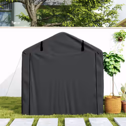 Outsunny Garden Tool Storage Shed with Roll-up Zipper Door, Black - Additional view 6