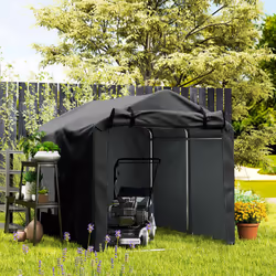 Outsunny Garden Tool Storage Shed with Roll-up Zipper Door, Black - Additional view 7