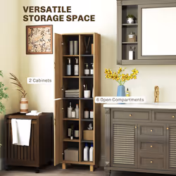 HOMCOM Bathroom Storage Unit with 6 Open Compartments and 6 Shelves