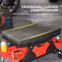 HOMCOM Rolling Mechanic Stool, 135kg Capacity Workshop Stool, Black - Additional view 4