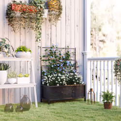 Outsunny Metal Raised Garden Bed Planter Box with Trellis, 90 x 40 x 120 cm