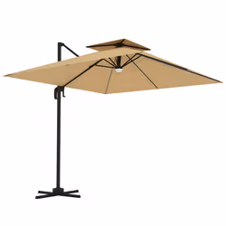 Outsunny 2.5m Cantilever Parasol, Garden Parasol with Lights, Khaki - Additional view 8