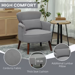 HOMCOM Armchair with Padded Seat and Backrest for Living Room, Light Grey