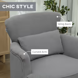 HOMCOM Armchair with Padded Seat and Backrest for Living Room, Light Grey - Additional view 4