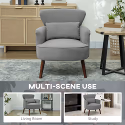 HOMCOM Armchair with Padded Seat and Backrest for Living Room, Light Grey - Additional view 6