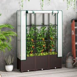 Outsunny Plastic Vegetable Planter with Trellis, 120 x 40 x 140 cm