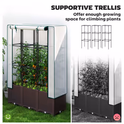 Outsunny Plastic Vegetable Planter with Trellis, 120 x 40 x 140 cm