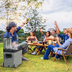 Outsunny 45L Camping Fridge Freezer Dual Zone Car Fridge, DC & AC, -20-20