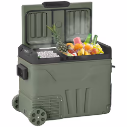 Outsunny 45L Camping Fridge Freezer Dual Zone Car Fridge, DC & AC, -20-20