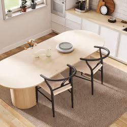 HOMCOM Weave Dining Chairs Set of 2 with Y-Shaped Backrest Hemp Seat Black - Additional view 6
