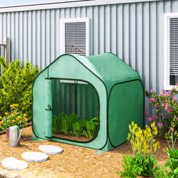 Outsunny Mini Pop Up Greenhouse w/ Reinforced PE Cover, Zipper Door, Green