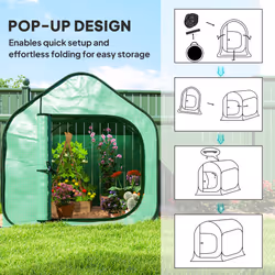 Outsunny Mini Pop Up Greenhouse w/ Reinforced PE Cover, Zipper Door, Green