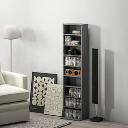 HOMCOM 260 CD Storage Unit 120 DVD Storage Tower with 9 Compartments Grey