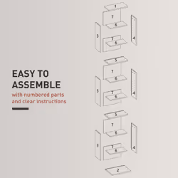 HOMCOM 260 CD Storage Unit 120 DVD Storage Tower with 9 Compartments Grey - Additional view 6