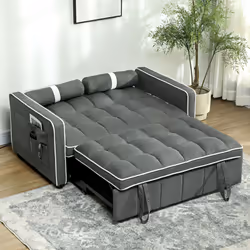 HOMCOM 2 Seater Pull Out Sofa Bed with Adjustable Backrest, Charcoal Grey - Additional view 5